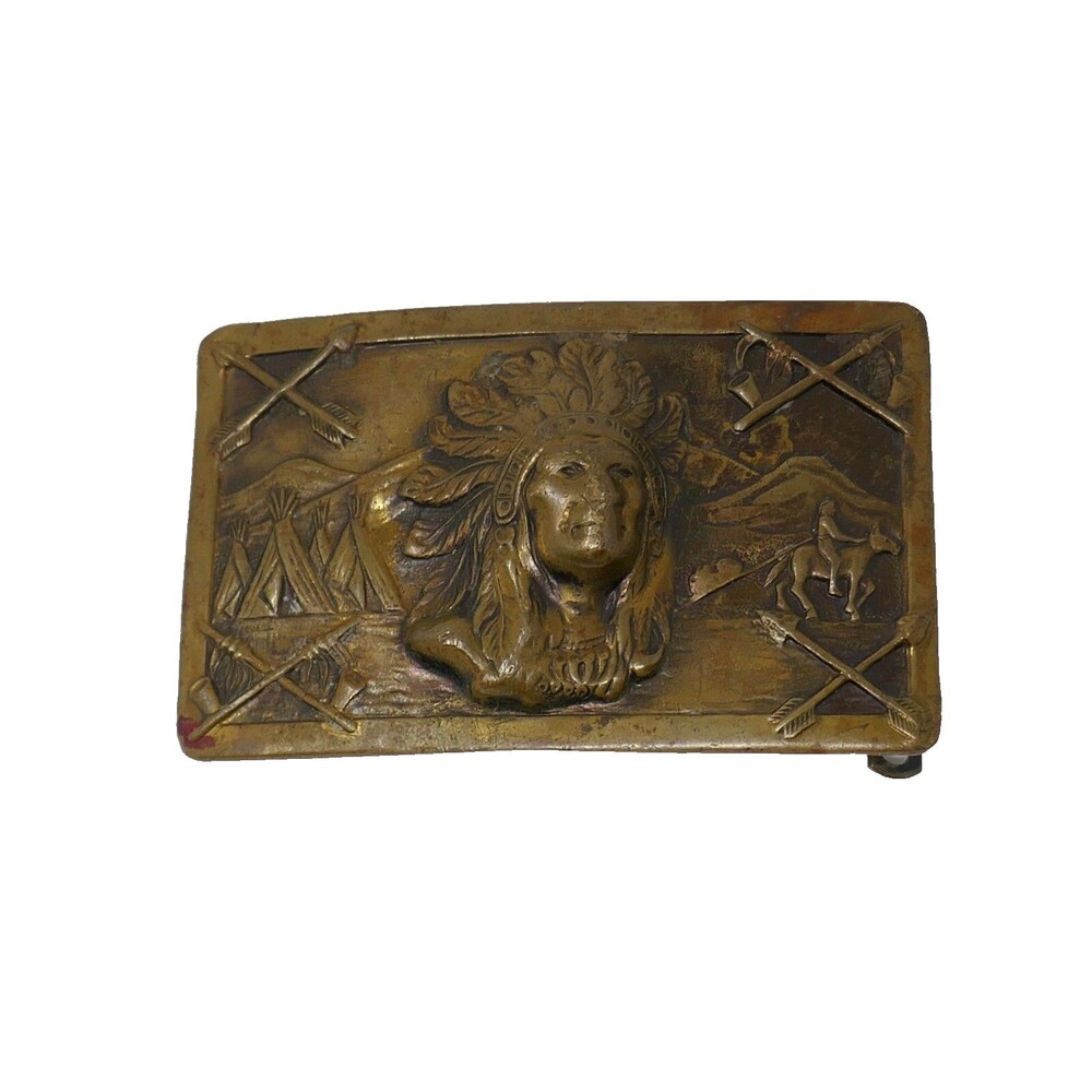 Robbins Co George Thoresen Western Native American Indian Chief Belt Buckle